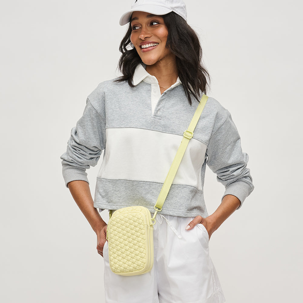 Woman wearing Butter Sol and Selene Divide &amp; Conquer - Woven Neoprene Crossbody 841764108720 View 1 | Butter