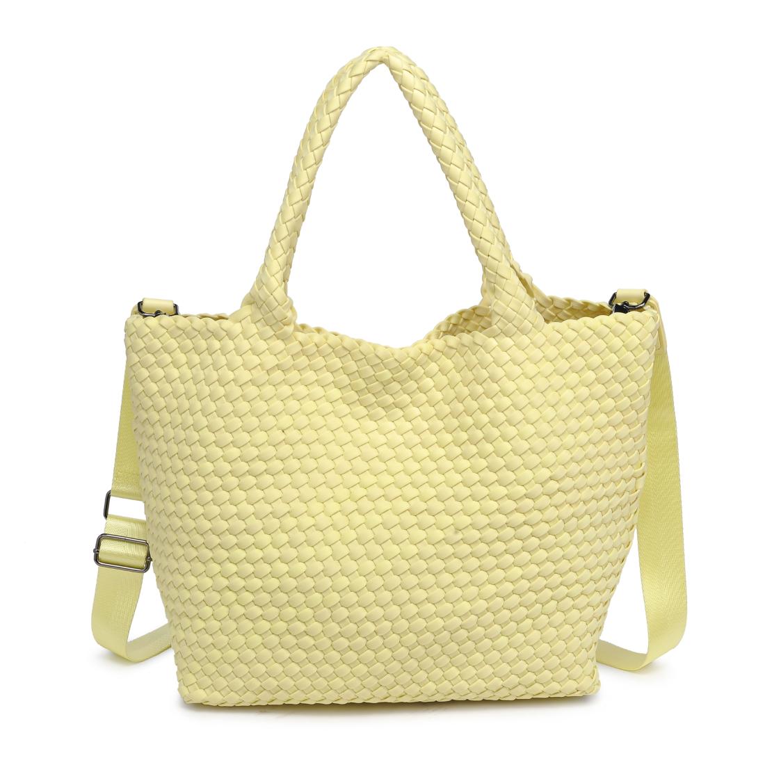 Woman wearing Butter Sol and Selene Sky&#39;s The Limit - Medium Butter Tote 841764111294 View 5 | Butter