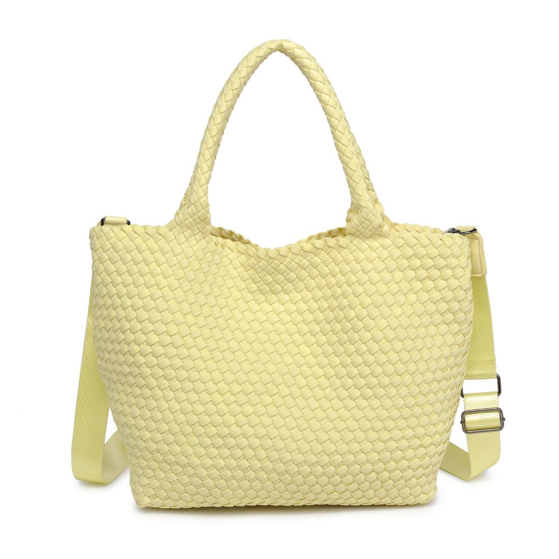 Woman wearing Butter Sol and Selene Sky&#39;s The Limit - Medium Butter Tote 841764111294 View 7 | Butter