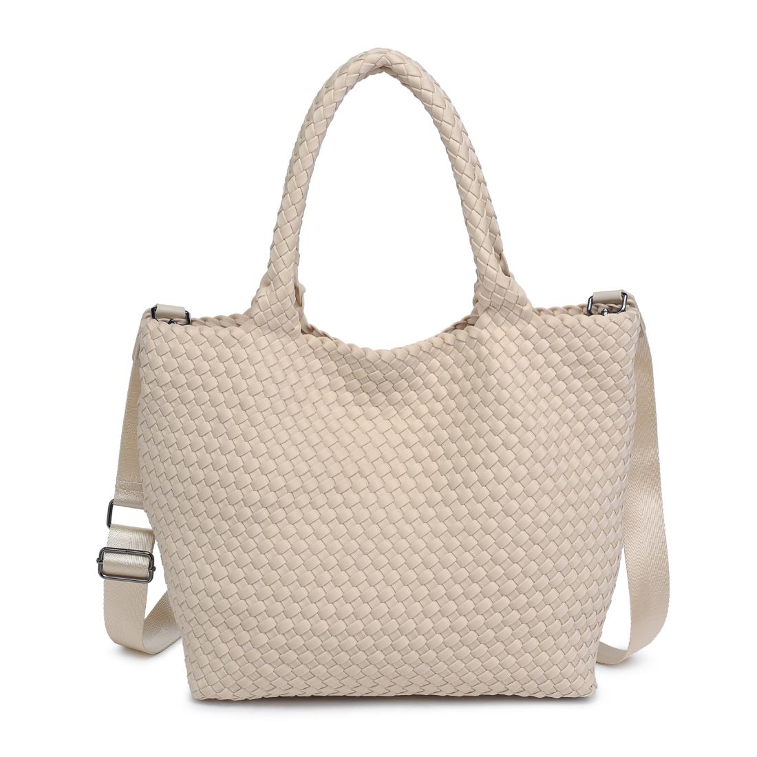 Woman wearing Cream Sol and Selene Sky&#39;s The Limit - Medium Cream Tote 841764111294 View 4 | Cream