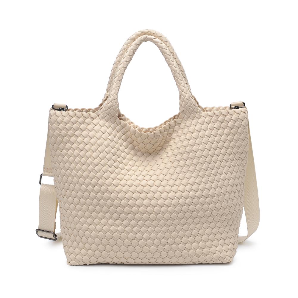 Woman wearing Cream Sol and Selene Sky&#39;s The Limit - Medium Cream Tote 841764111294 View 6 | Cream