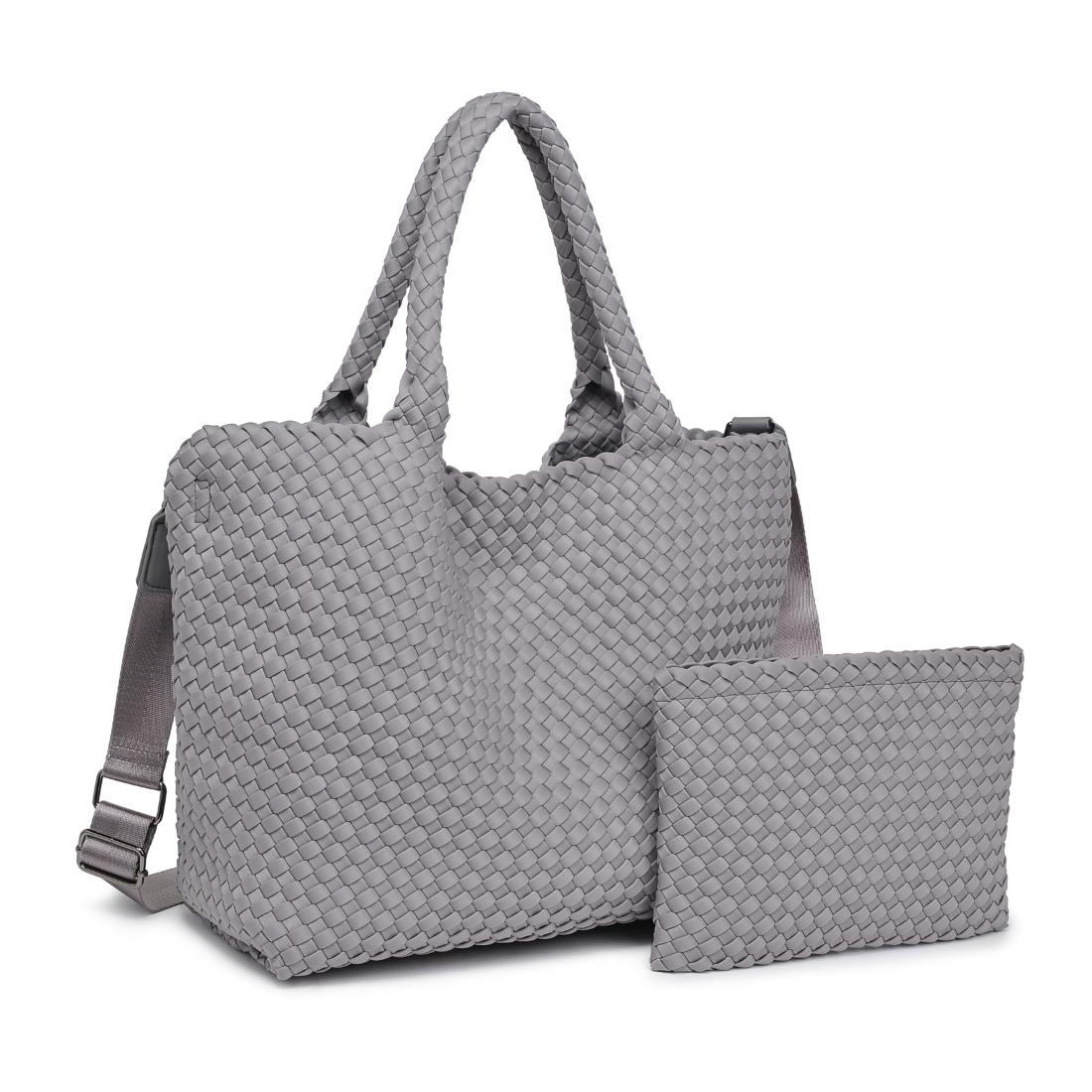 Woman wearing Fog Sol and Selene Sky&#39;s The Limit - Medium Fog Tote 841764111294 View 6 | Fog