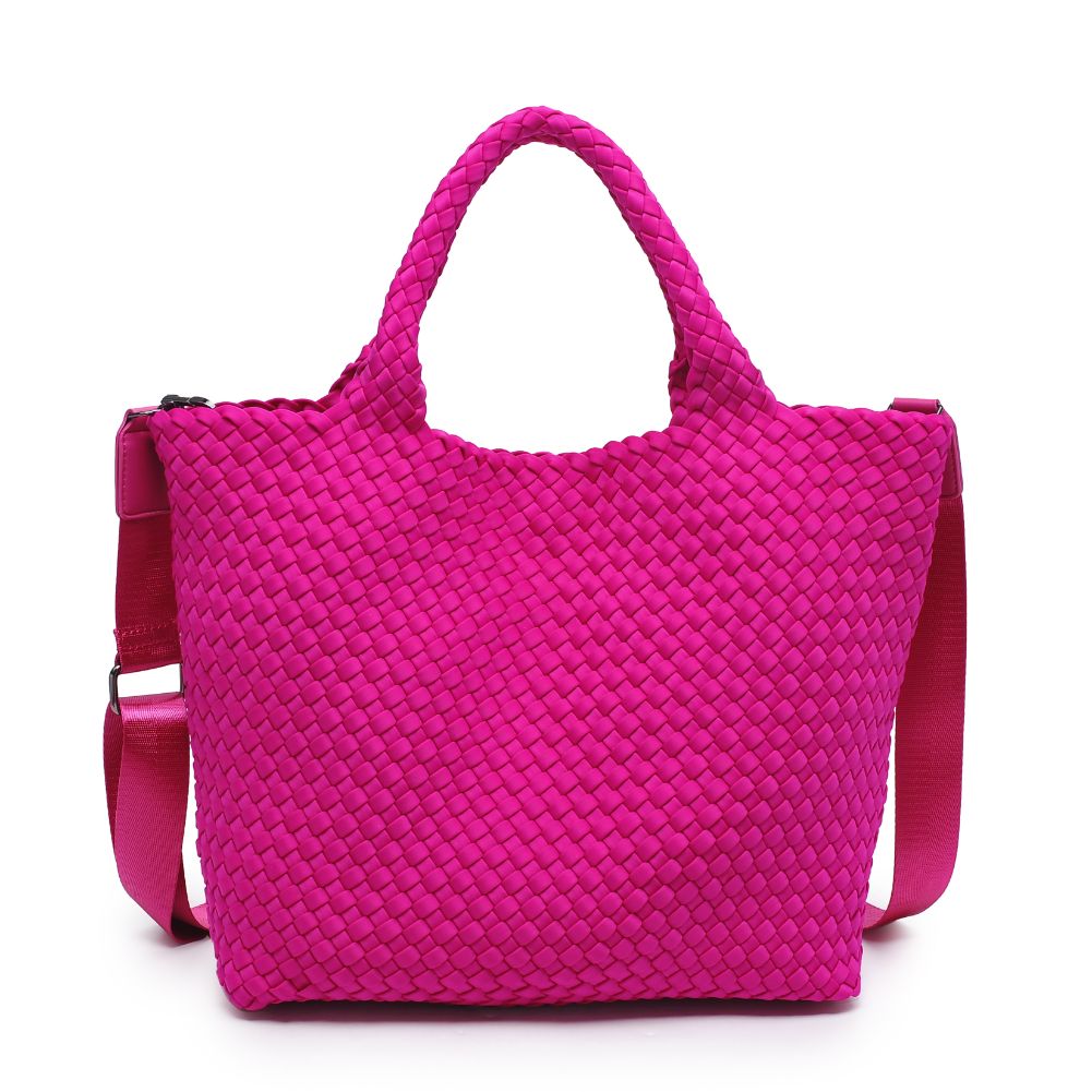 Woman wearing Fuchsia Sol and Selene Sky&#39;s The Limit - Medium Fuchsia Tote 841764111294 View 5 | Fuchsia