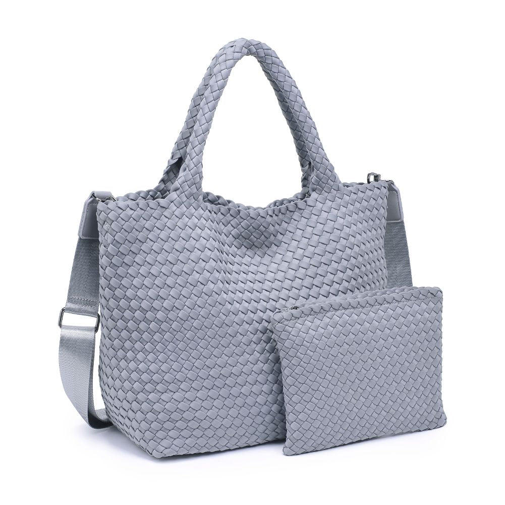 Woman wearing Grey Sol and Selene Sky&#39;s The Limit - Medium Grey Tote 841764111294 View 6 | Grey