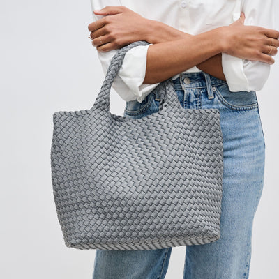 Woman wearing Grey Sol and Selene Sky's The Limit - Medium Grey Tote 841764111294 View 1 | Grey