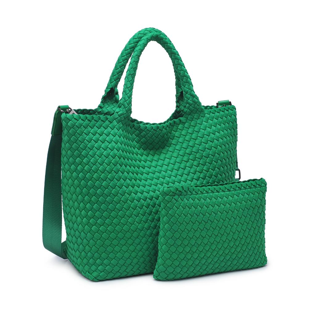 Woman wearing Kelly Green Sol and Selene Sky&#39;s The Limit - Medium Kelly Green Tote 841764111294 View 6 | Kelly Green