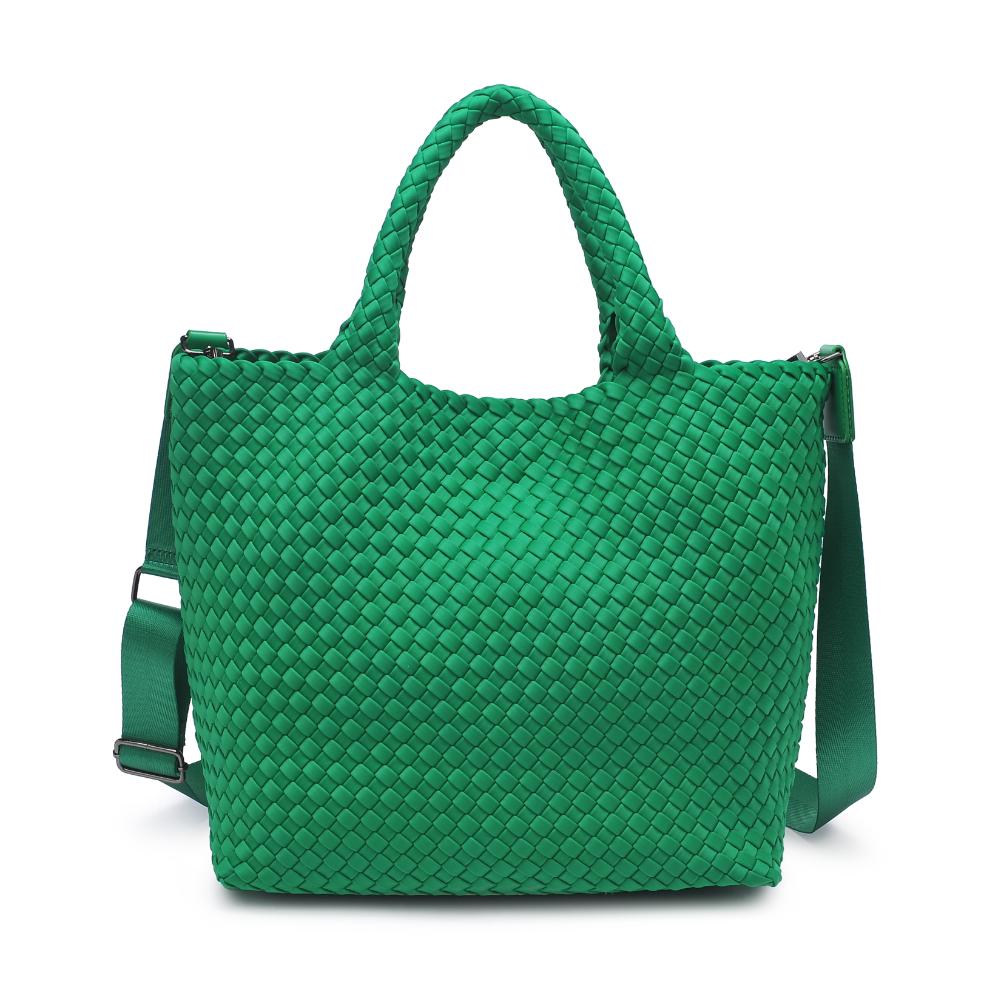 Woman wearing Kelly Green Sol and Selene Sky&#39;s The Limit - Medium Kelly Green Tote 841764111294 View 7 | Kelly Green