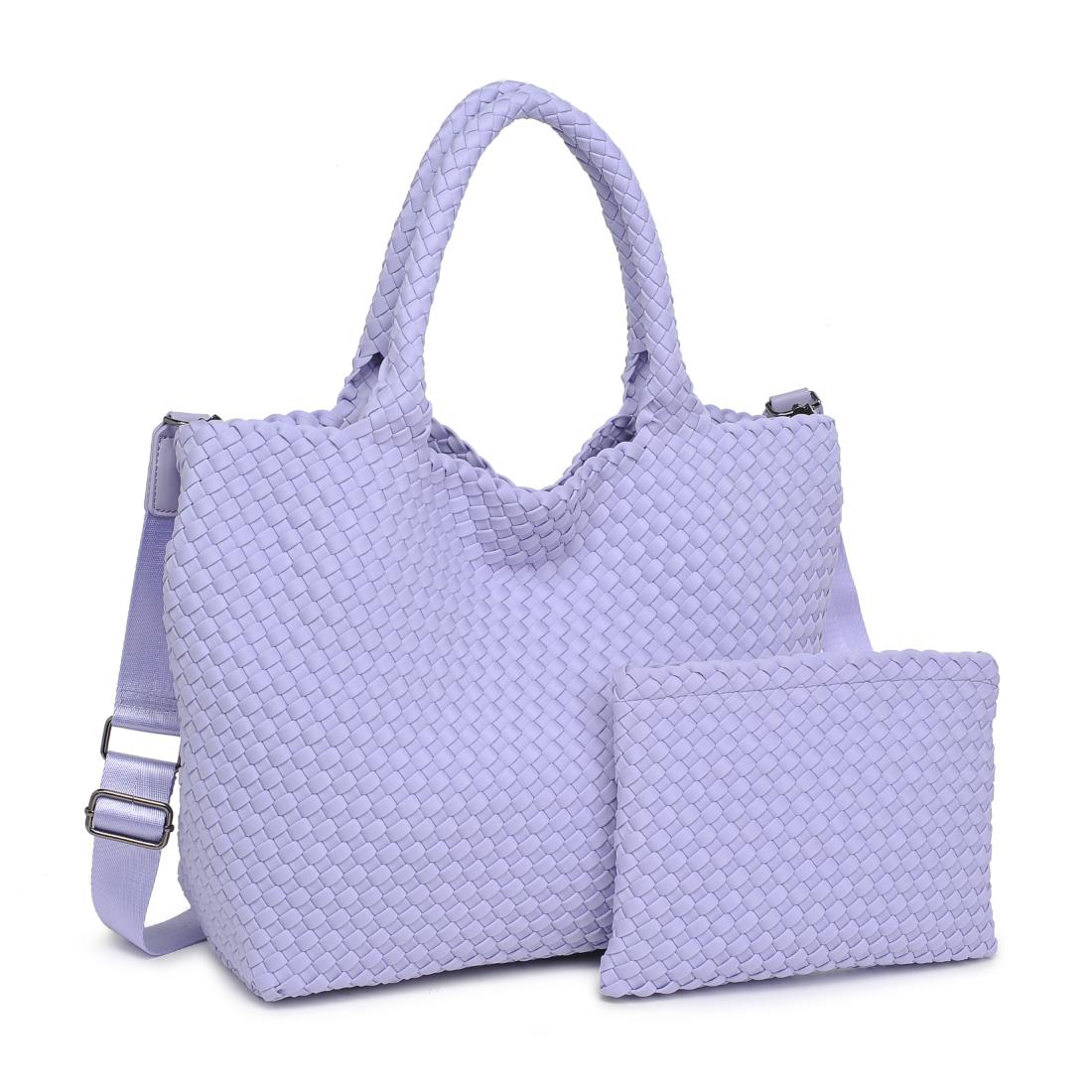 Woman wearing Lilac Sol and Selene Sky&#39;s The Limit - Medium Lilac Tote 841764111294 View 6 | Lilac