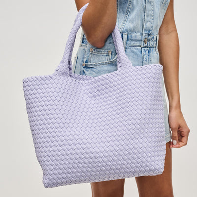 Woman wearing Lilac Sol and Selene Sky's The Limit - Medium Lilac Tote 841764111294 View 1 | Lilac