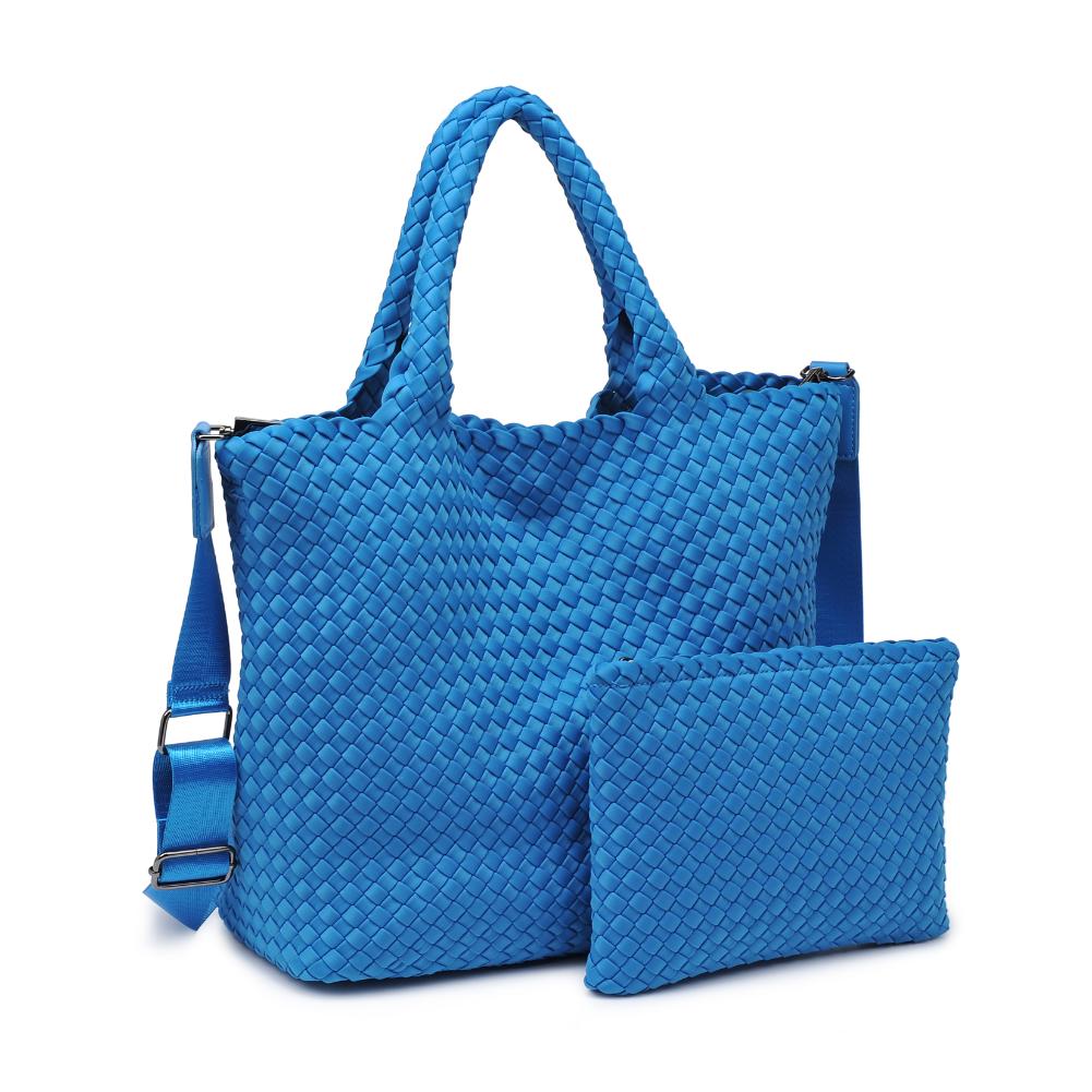 Woman wearing Ocean Sol and Selene Sky&#39;s The Limit - Medium Ocean Tote 841764111294 View 6 | Ocean