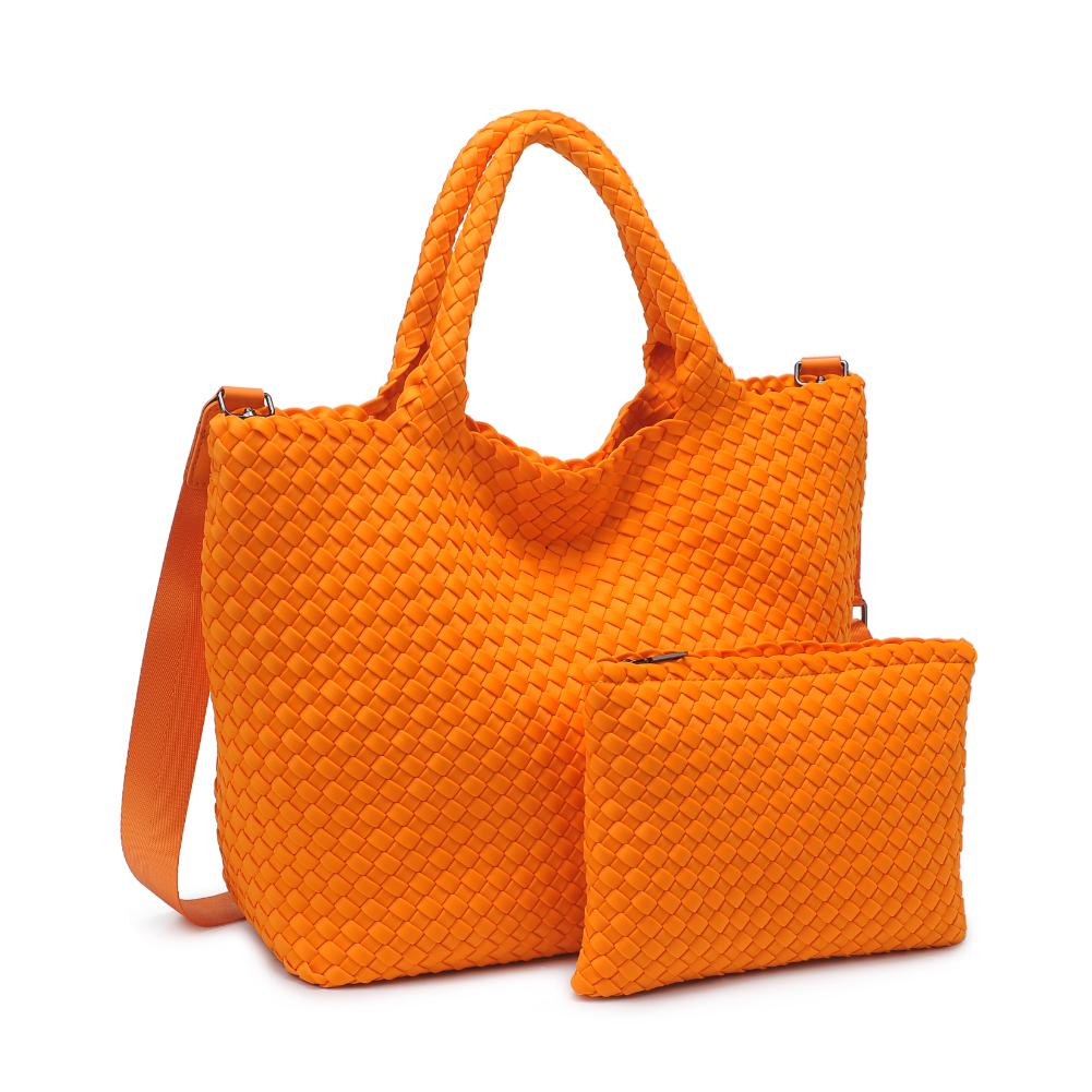 Woman wearing Orange Sol and Selene Sky&#39;s The Limit - Medium Orange Tote 841764111294 View 6 | Orange