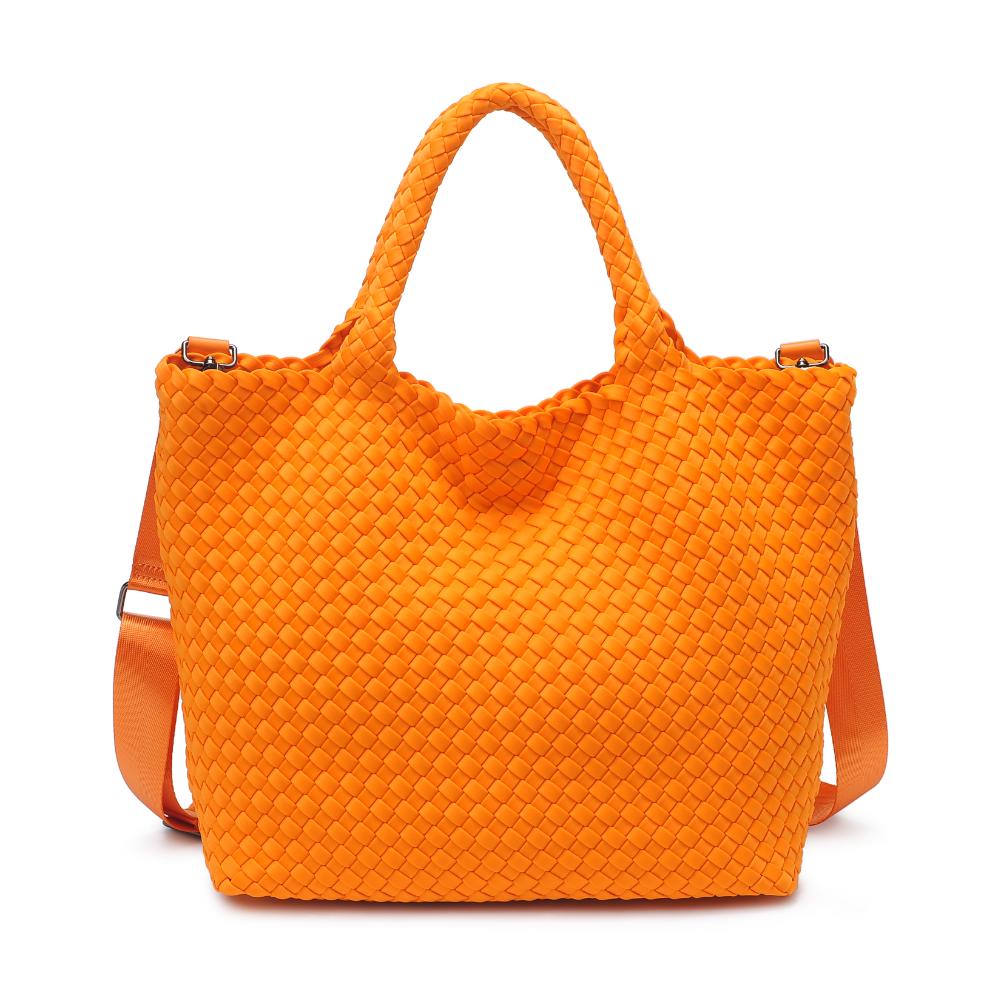 Woman wearing Orange Sol and Selene Sky&#39;s The Limit - Medium Orange Tote 841764111294 View 7 | Orange