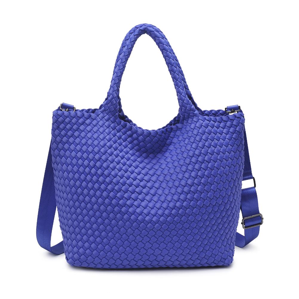 Woman wearing Periwinkle Sol and Selene Sky&#39;s The Limit - Medium Periwinkle Tote 841764111294 View 5 | Periwinkle