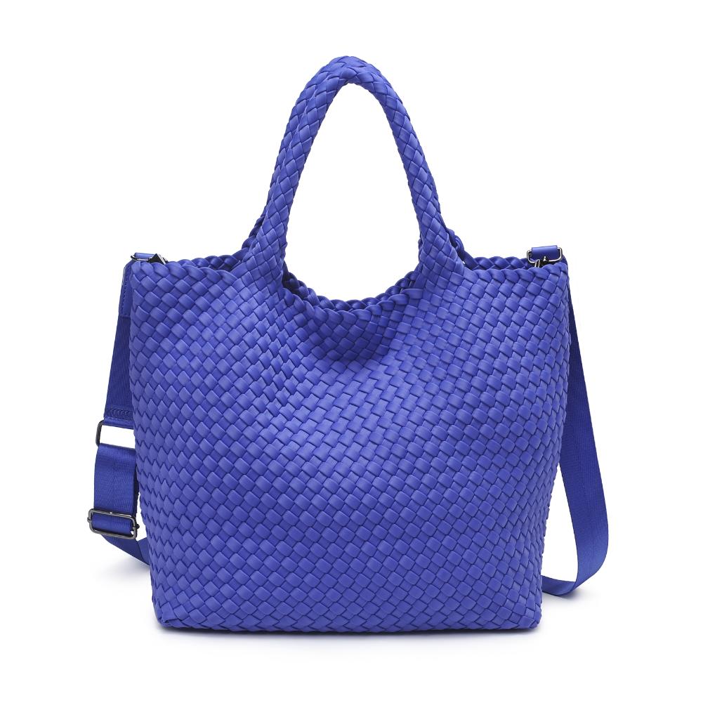 Woman wearing Periwinkle Sol and Selene Sky&#39;s The Limit - Medium Periwinkle Tote 841764111294 View 7 | Periwinkle