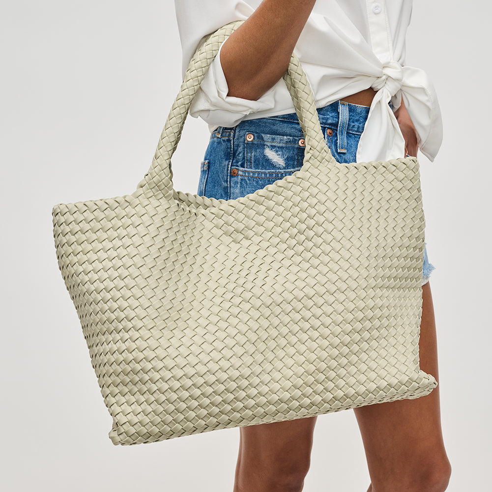 Woman wearing Sage Sol and Selene Sky&#39;s The Limit - Large Tote 841764110242 View 2 | Sage