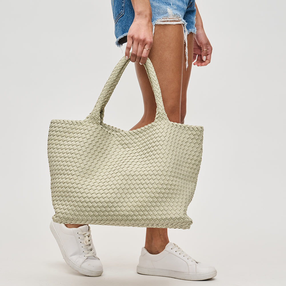 Woman wearing Sage Sol and Selene Sky&#39;s The Limit - Large Tote 841764110242 View 4 | Sage