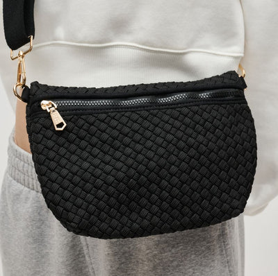 Woman wearing Sol and Selene Ethereal - Woven Sustainable Crossbody 841764111539 View 1 | Black