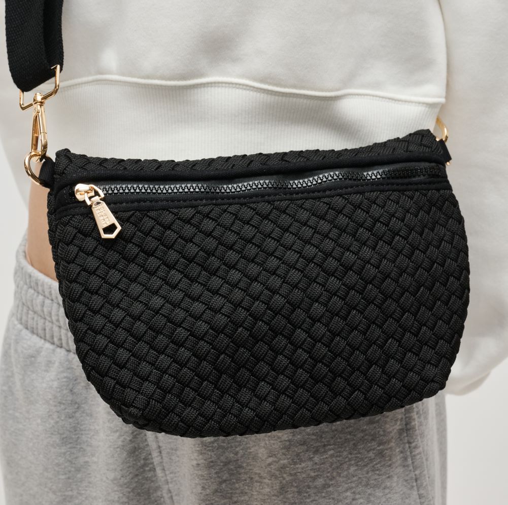 Woman wearing Sol and Selene Ethereal - Woven Sustainable Crossbody 841764111539 View 1 | Black