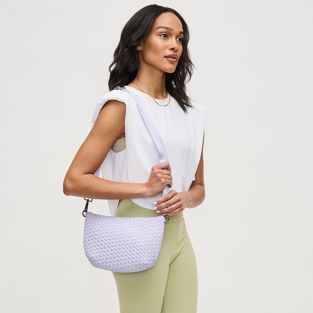 Woman wearing Lilac Sol and Selene Ethereal - Woven Neoprene Crossbody 841764110907 View 2 | Lilac