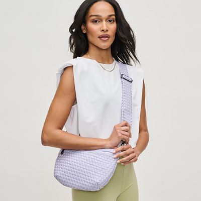 Woman wearing Lilac Sol and Selene Ethereal - Woven Neoprene Crossbody 841764110907 View 1 | Lilac