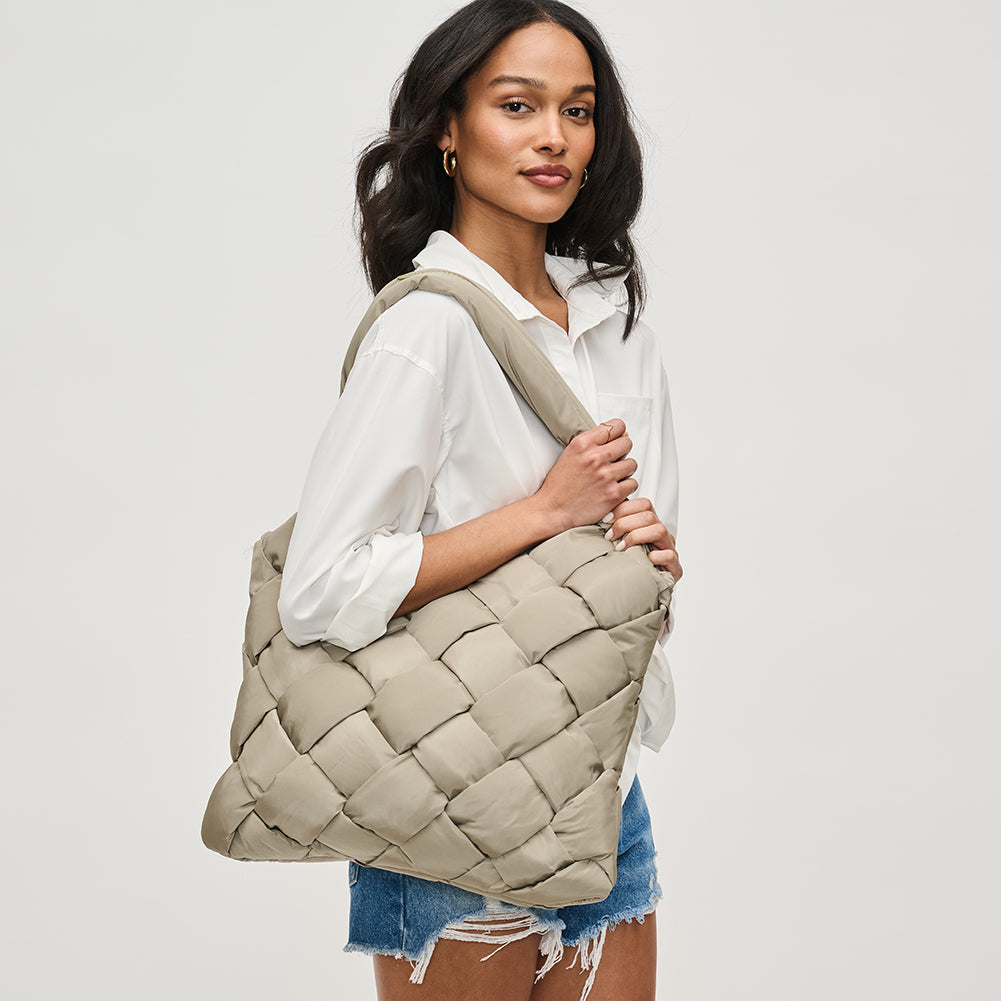 Woman wearing Sol and Selene Illumine Tote 841764111911 View 2 | Desert Sage