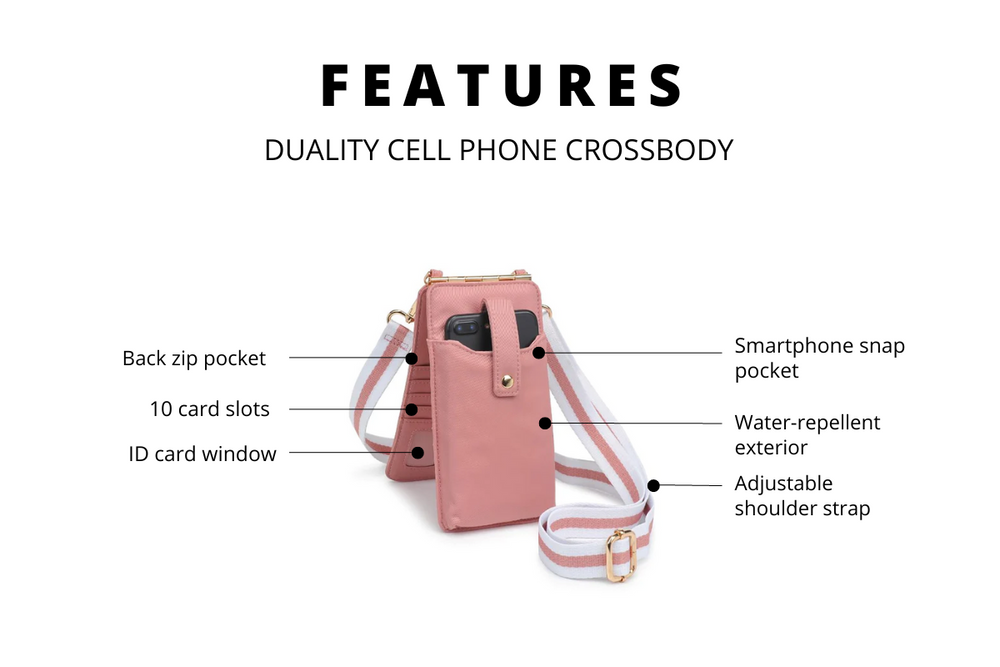 Image of the product features of the duality crossbody