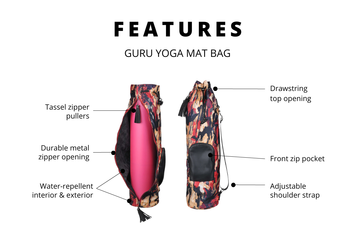 Image of the product features of the guru yoga mat bag