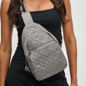 Woman wearing Carbon Sol and Selene Motivator Sling Backpack 841764107914 View 2 | Carbon