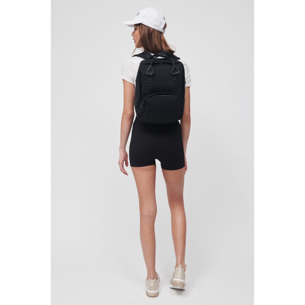 Woman wearing Black Sol and Selene Iconic - Neoprene Backpack 841764106665 View 3 | Black