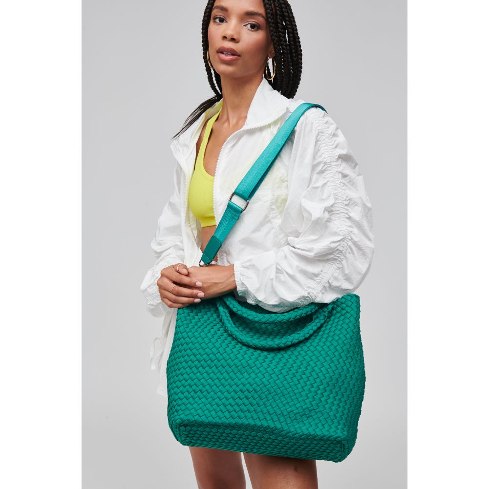 Woman wearing Emerald Sol and Selene Sky&#39;s The Limit - Medium Tote 841764107808 View 2 | Emerald