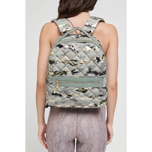 Woman wearing Seafoam Metallic Camo Sol and Selene All Star Backpack 841764105170 View 1 | Seafoam Metallic Camo