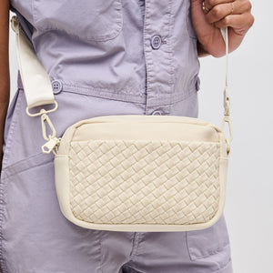 Woman wearing Cream Sol and Selene Inspiration - Woven Neoprene Crossbody 841764109291 View 4 | Cream