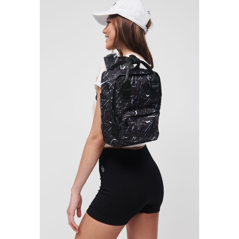 Woman wearing Black Marble Sol and Selene Iconic - Small Nylon Backpack 841764106726 View 2 | Black Marble