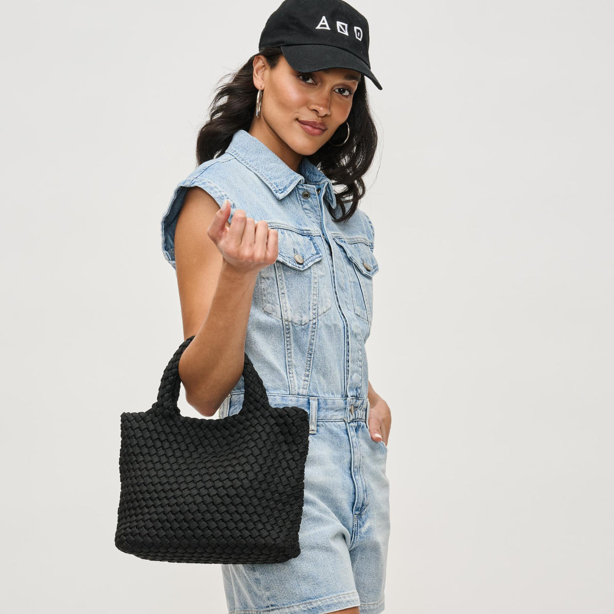 Woman wearing Black Sol and Selene Sky&#39;s The Limit - Small Sustainable Crossbody 841764111690 View 2 | Black