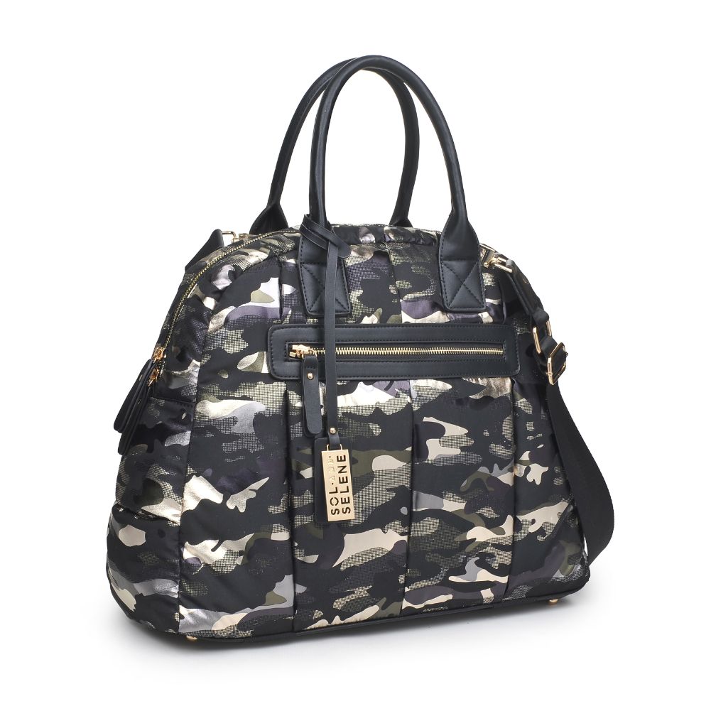 Product Image of Sol and Selene Flying High Satchel 841764105064 View 6 | Green Metallic Camo