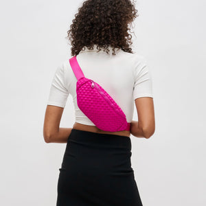 Woman wearing Fuchsia Sol and Selene Aim High Belt Bag 841764108126 View 3 | Fuchsia