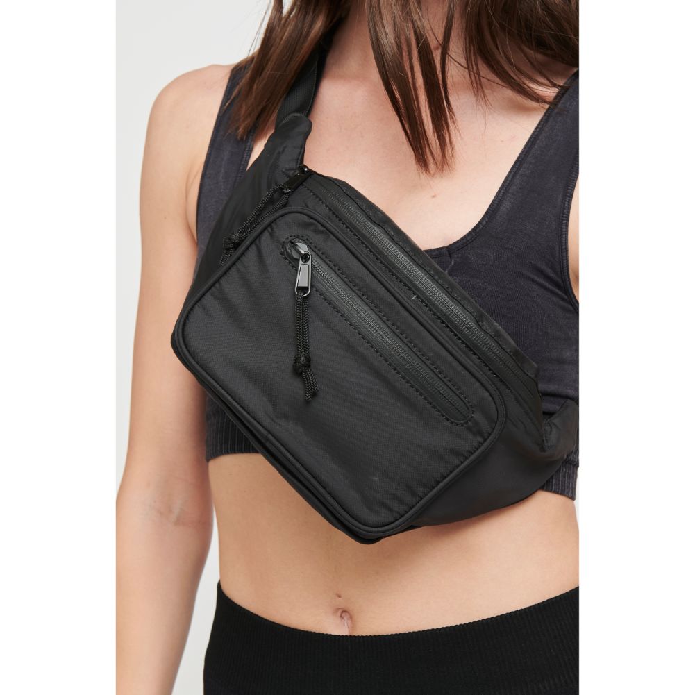 Woman wearing Black Sol and Selene Hands Down Belt Bag 841764103619 View 1 | Black