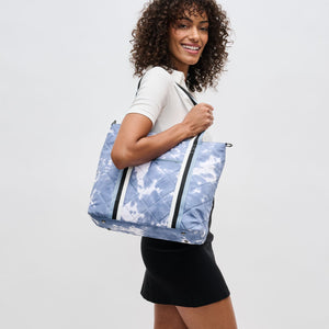 Woman wearing Slate Cloud Sol and Selene Motivator Carryall Tote 841764106948 View 1 | Slate Cloud