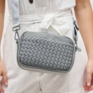 Woman wearing Grey Sol and Selene Inspiration - Woven Neoprene Crossbody 841764108348 View 4 | Grey