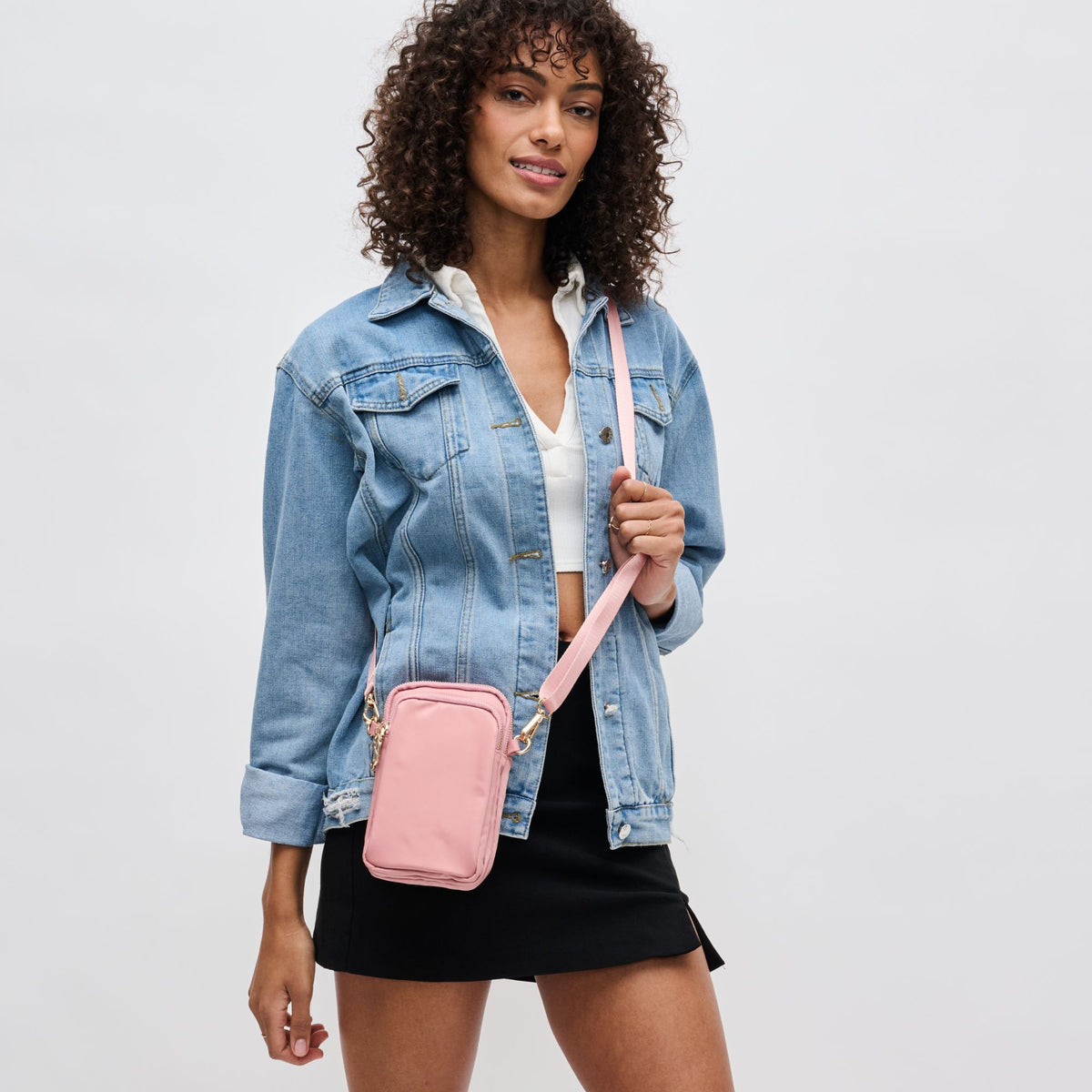 Woman wearing Pastel Pink Sol and Selene Divide & Conquer Crossbody 841764106658 View 2 | Pastel Pink