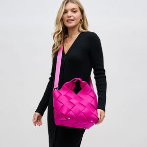 Woman wearing Fuchsia Sol and Selene Resilience - Woven Neoprene Tote 841764108584 View 1 | Fuchsia