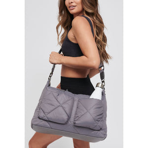 Woman wearing Carbon Sol and Selene Integrity Tote 841764105675 View 2 | Carbon