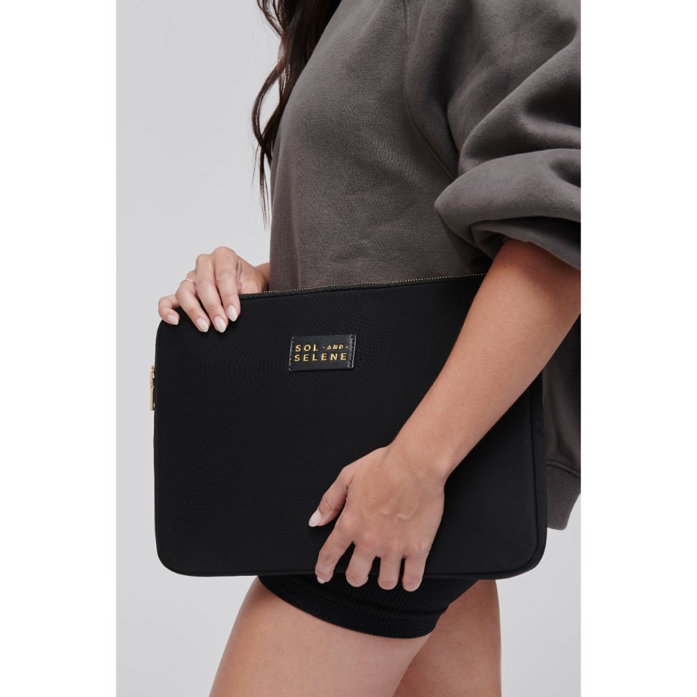 Woman wearing Black Sol and Selene Off Duty Computer Laptop Sleeve 841764103855 View 1 | Black