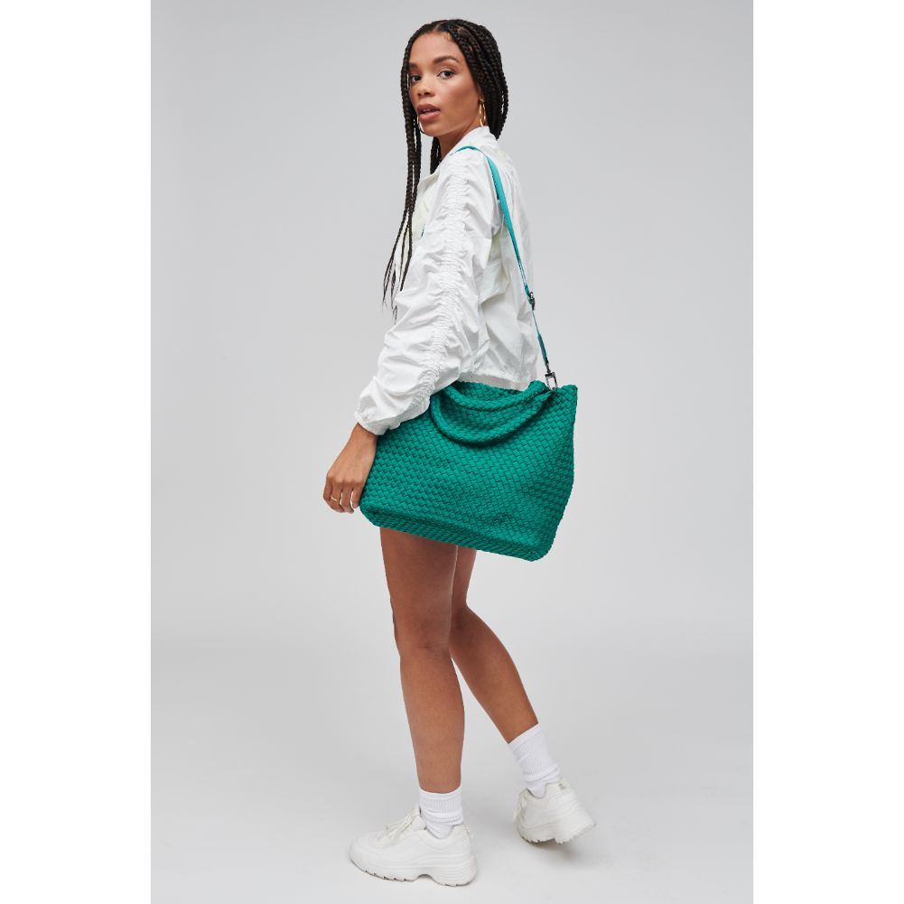 Woman wearing Emerald Sol and Selene Sky&#39;s The Limit - Medium Tote 841764107808 View 3 | Emerald