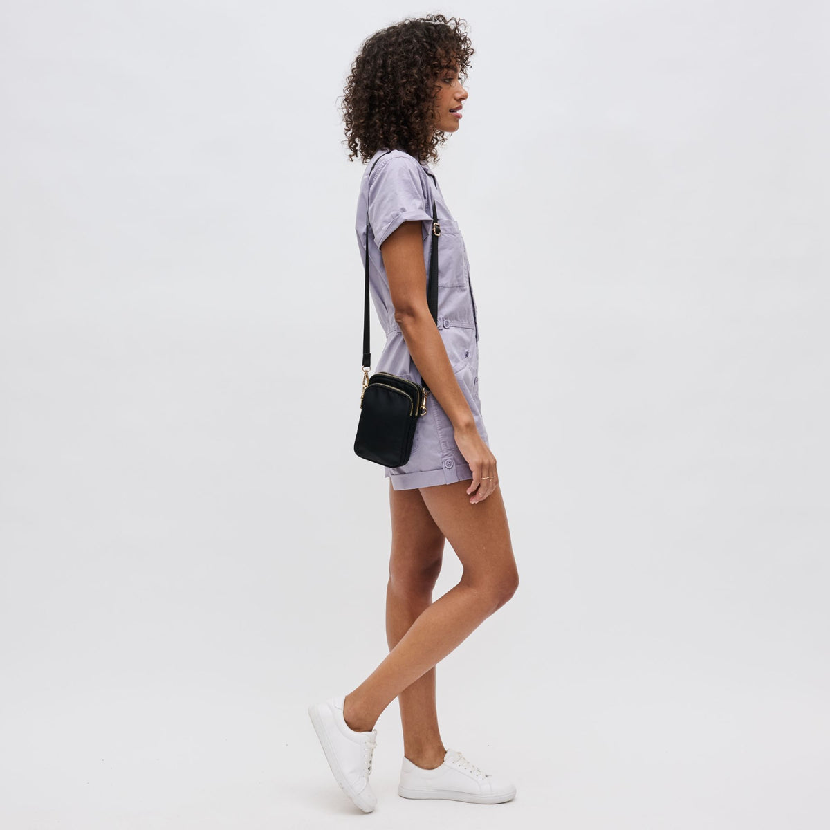 Woman wearing Black Sol and Selene Divide & Conquer Crossbody 841764104715 View 3 | Black