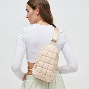 Woman wearing Cream Sol and Selene Rejuvenate Sling Backpack 841764108652 View 2 | Cream