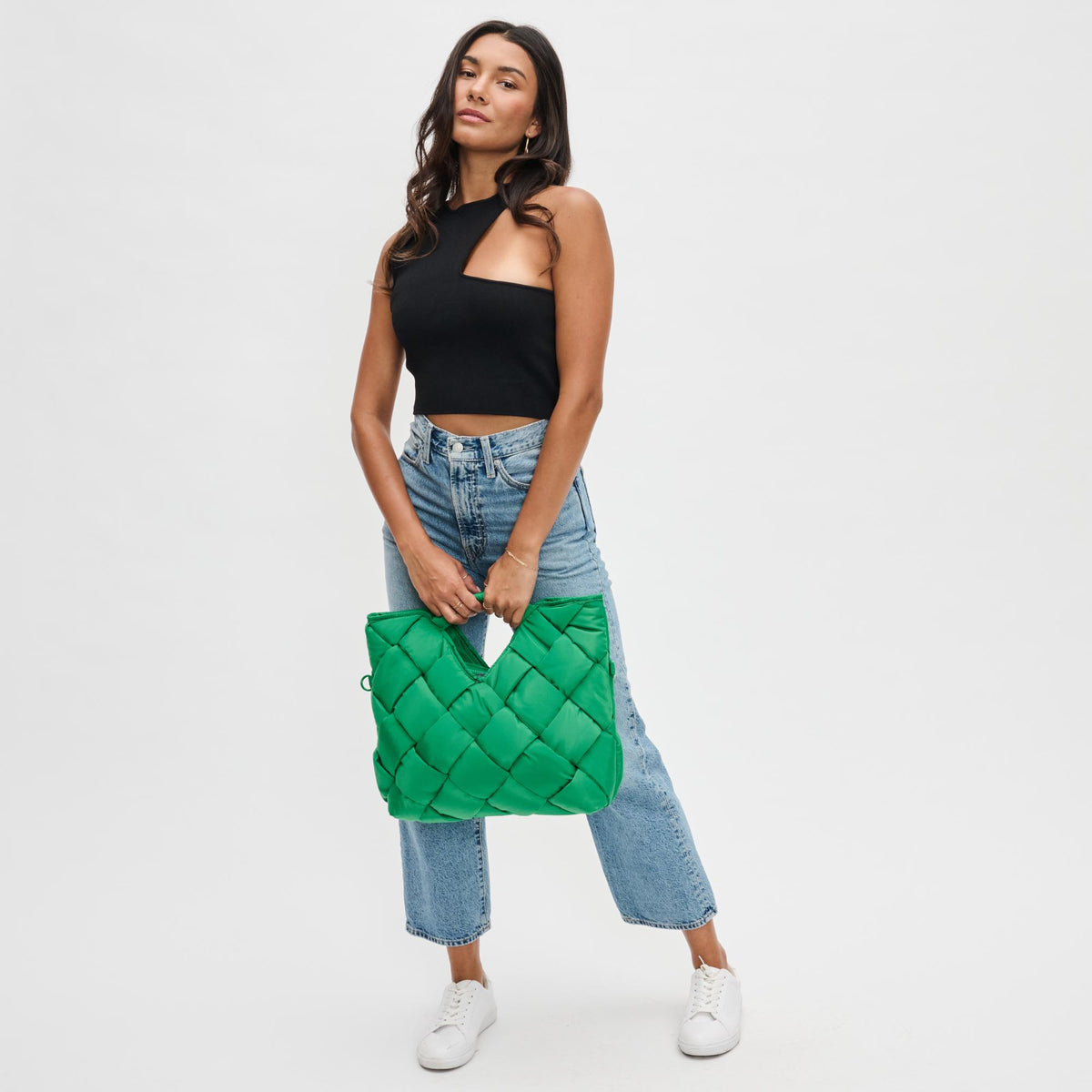 Woman wearing Kelly Green Sol and Selene Revelation Tote 841764110044 View 3 | Kelly Green