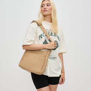 Woman wearing Nude Sol and Selene Kismet - Woven Neoprene Crossbody 841764110174 View 3 | Nude