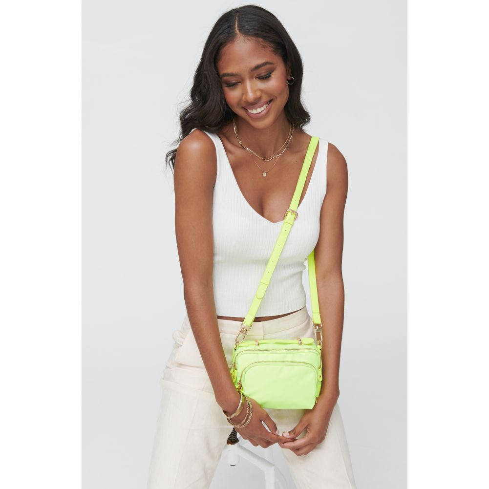 Woman wearing Neon Yellow Sol and Selene Pristine - Small Crossbody 841764104593 View 2 | Neon Yellow