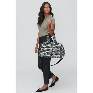 Woman wearing Silver Metallic Camo Sol and Selene Getaway Weekender 841764104173 View 1 | Silver Metallic Camo